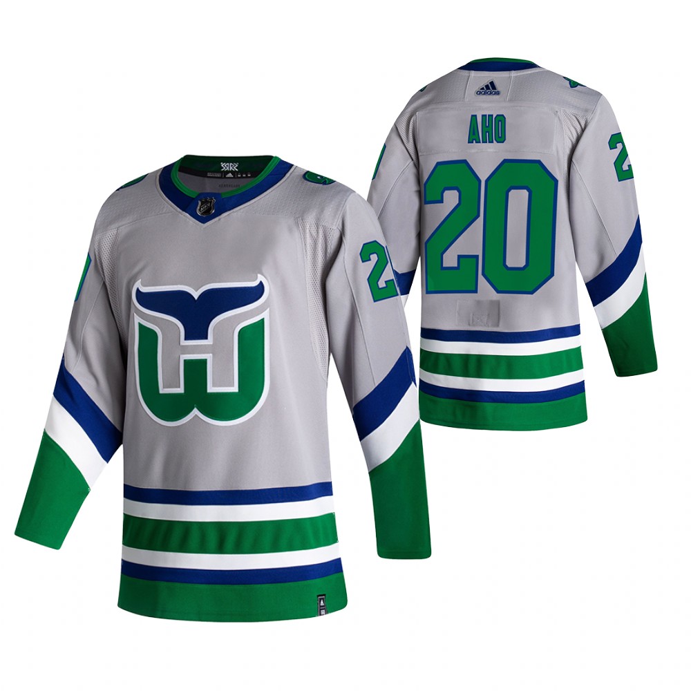 2021 Adidias Carolina Hurricanes #20 Sebastian Aho Grey Men Reverse Retro Alternate NHL Jersey